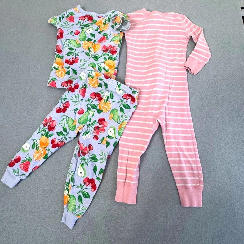 Janie and Jack Hanna Andersson Pajamas Kids 18-24M Fruit Stripe Bundle Pink Blue